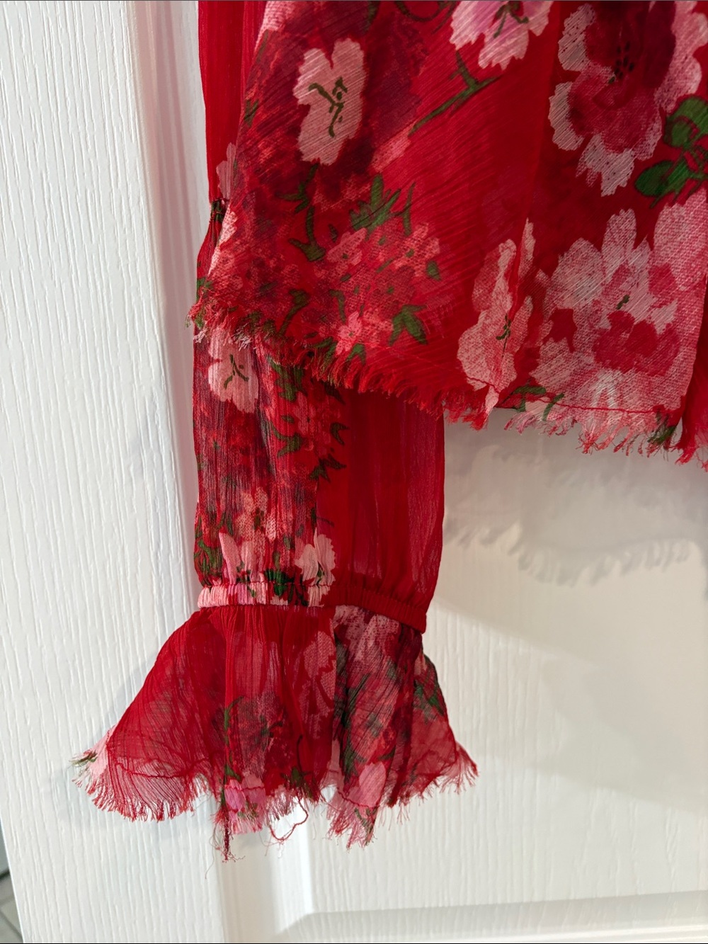 ASOS Red Floral Ruffled Peplum Blouse - Picture 2 of 4